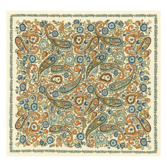 Silk Scarf Paisley Floral Square 20-inch Multicolor Print Accessory - Picture 1 of 15